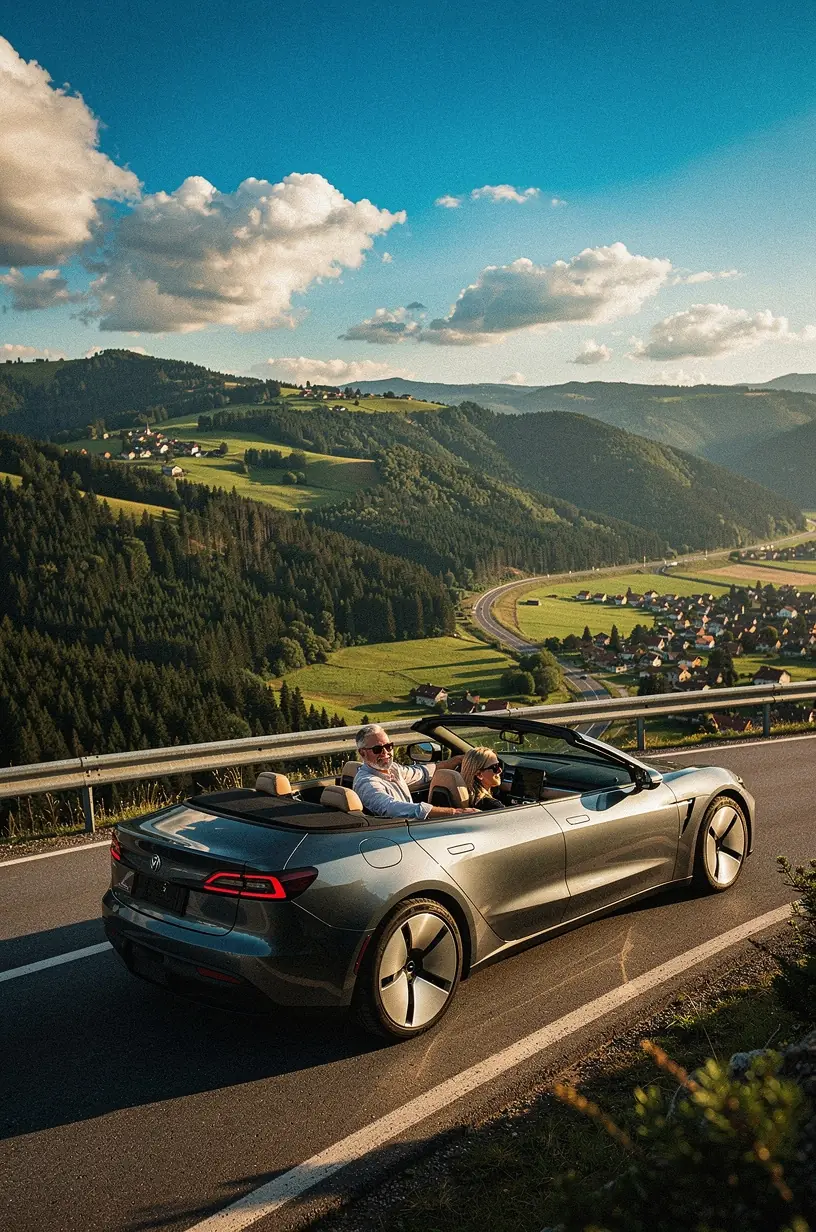 Blick auf eine historische Stadt mit Kopfsteinpflaster, umgeben von bewaldeten Hügeln